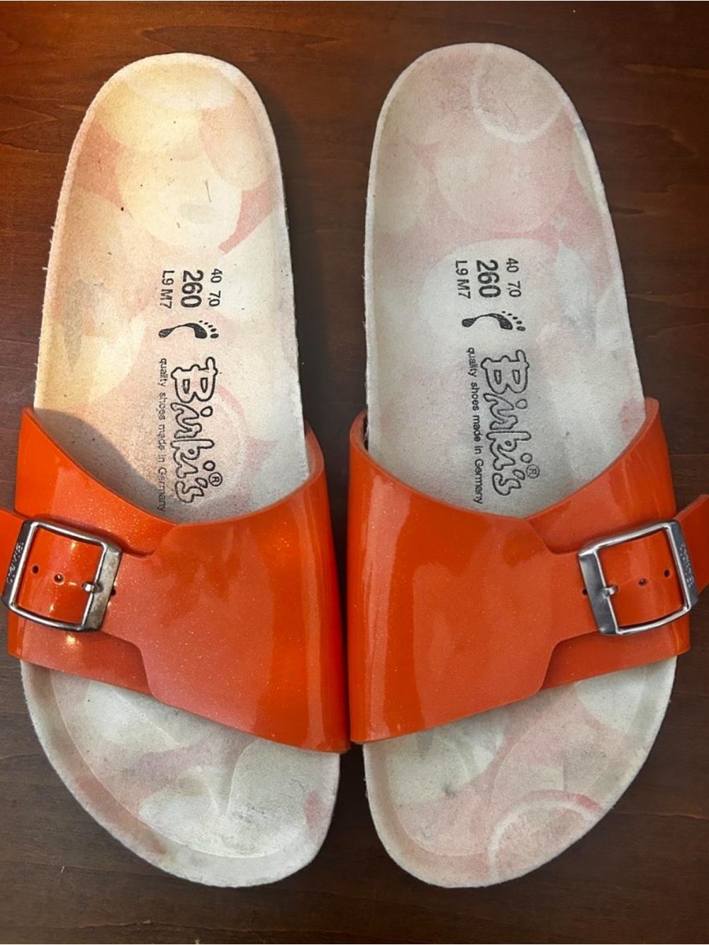 Birkenstock Catalina Tangerine Slide Sandals with Adjustable Buckle size 40/9